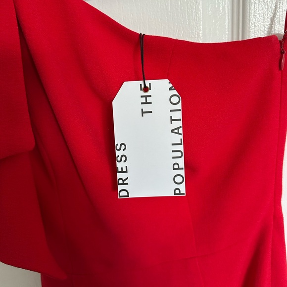 NWT Dress the Population Vibrant Red One-Shoulder Dress - Size XXS - Picture 6 of 13